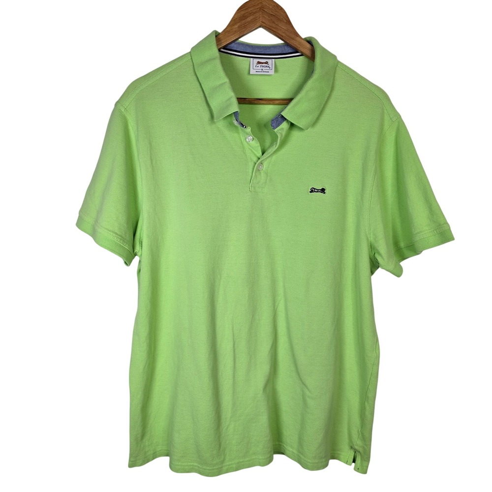 Le Tigre Mens XL Polo Shirt Lime Green Short‎ Sleeve Casual Golf